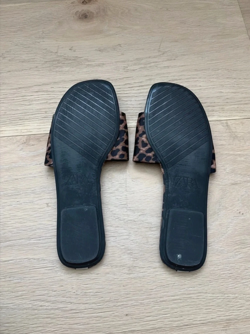 Zara Leopard-Print Slide Sandals in Brown and Black